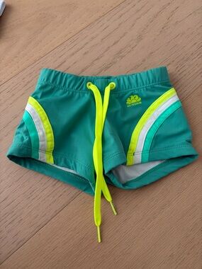 Sundek Teal Swim Shorts with Neon Yellow Drawstring